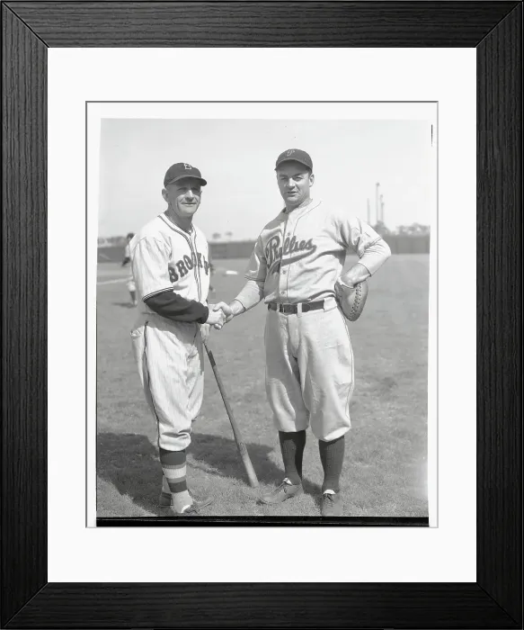 Framed Print : Casey Stengel Shaking Hand of Jimmy Wilson Framed Print : Casey Stengel Shaking Hand of Jimmy Wilson