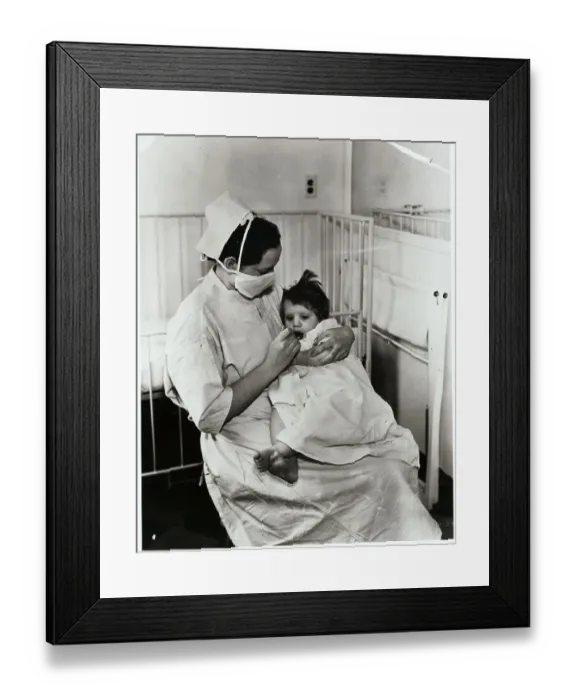 Framed Print : Nurse Feeding Child with Sleeping Sickness Framed Print : Nurse Feeding Child with Sleeping Sickness