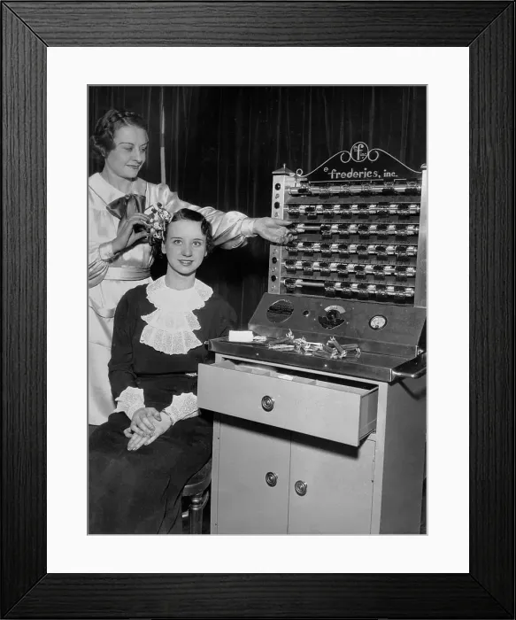 Framed Print : Women Demonstrating a New Permanent Wave Method Framed Print : Women Demonstrating a New Permanent Wave Method