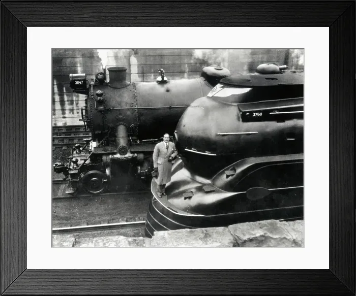 Framed Print : Raymond Loewy With Latest Locomotive Framed Print : Raymond Loewy With Latest Locomotive