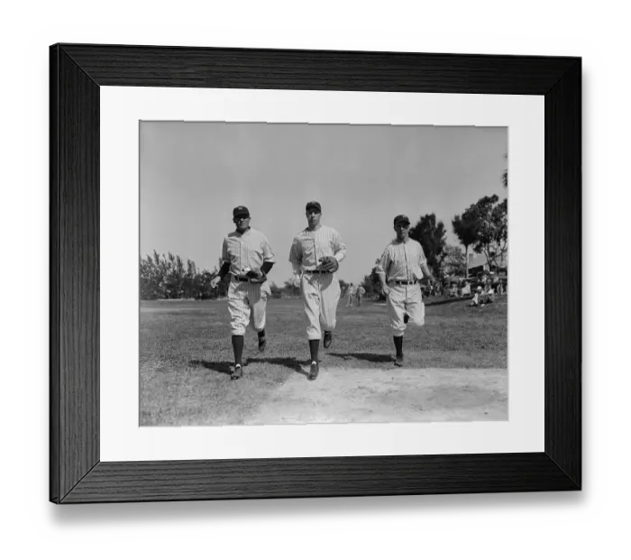 Framed Print : Baseball Players Running onto Field Framed Print : Baseball Players Running onto Field
