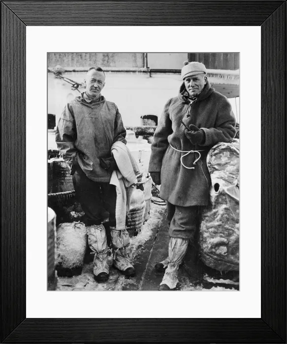 Framed Print : Antarctic Explorers Standing Aboard Ship Framed Print : Antarctic Explorers Standing Aboard Ship