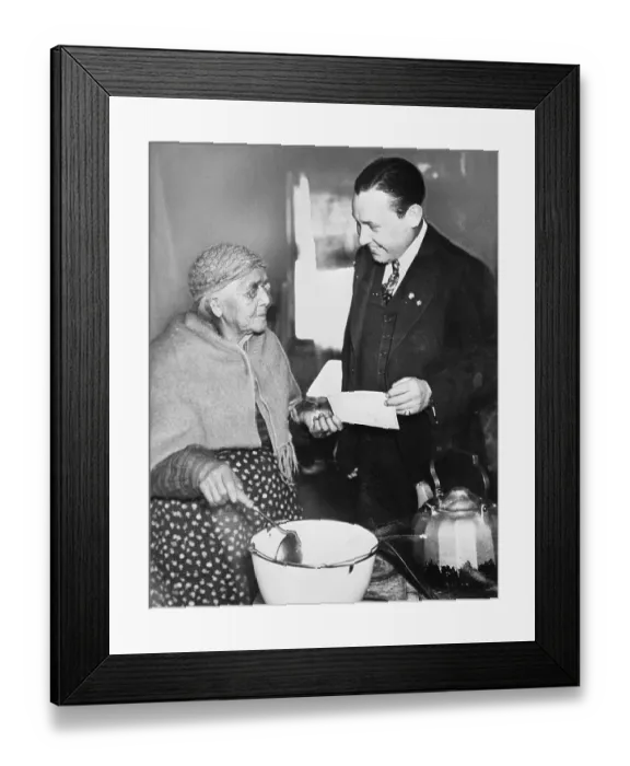 Framed Print : 109-Year-Old Woman Receives Pension Check Framed Print : 109-Year-Old Woman Receives Pension Check