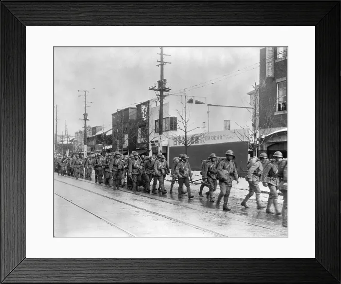 Framed Print : Japanese Soldiers Marching By Tramtracks Framed Print : Japanese Soldiers Marching By Tramtracks
