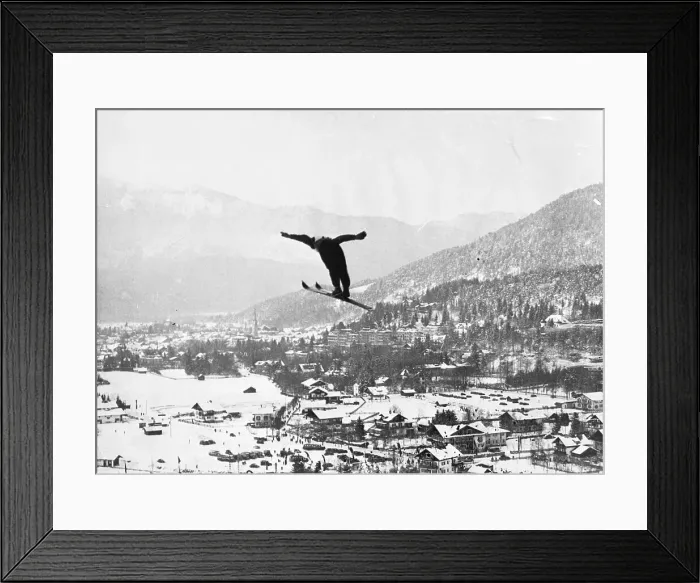 Framed Print : Olympian Berger Ruud Performing Ski Jump