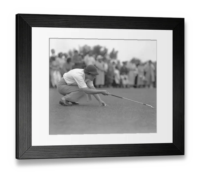 Framed Print : Patty Berg Lining up to Hit Golf Ball Framed Print : Patty Berg Lining up to Hit Golf Ball