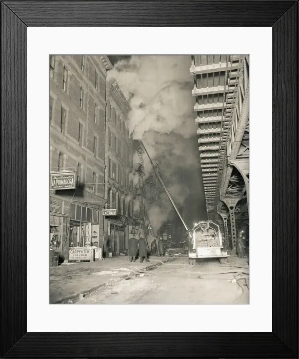 Framed Print : Burning Tenement House