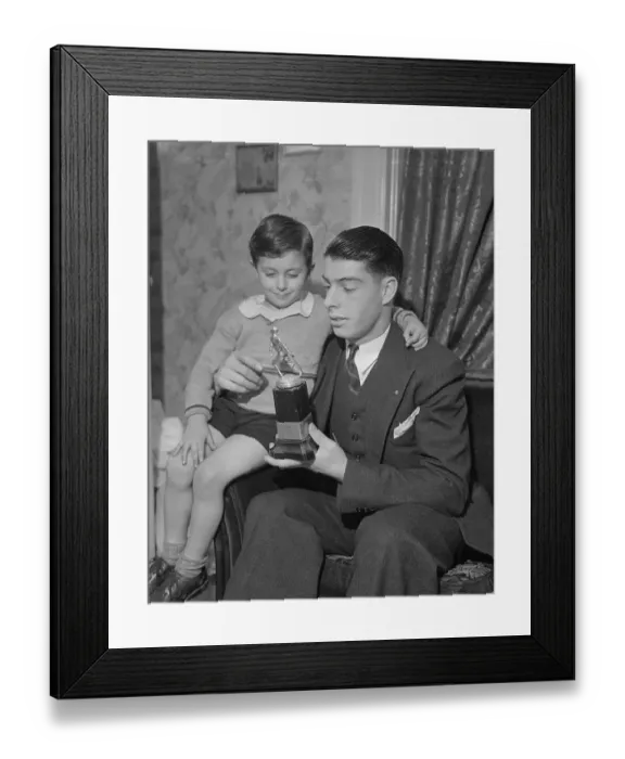 Framed Print : Joe DiMaggio Sitting with His Nephew of The Same Name Framed Print : Joe DiMaggio Sitting with His Nephew of The Same Name