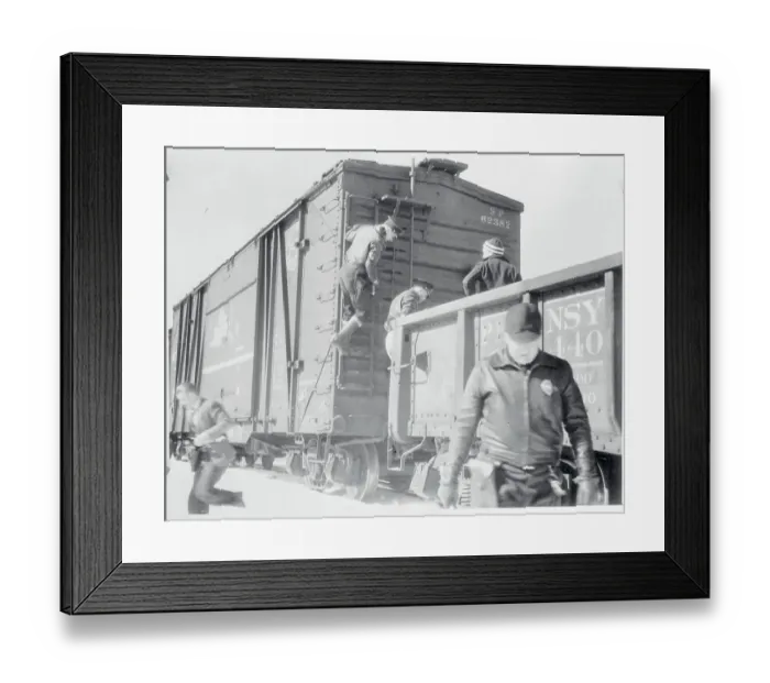 Framed Print : California Police Searching Freight Train Framed Print : California Police Searching Freight Train