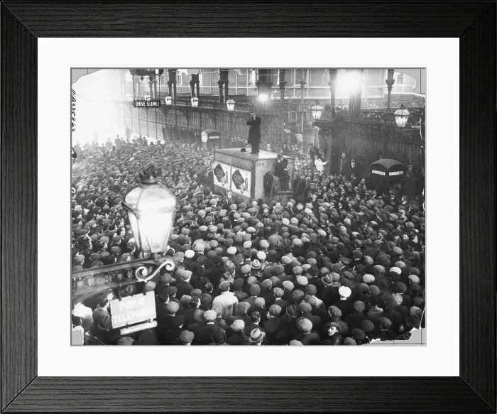Framed Print : Speaker on Van Addresses Workers Framed Print : Speaker on Van Addresses Workers