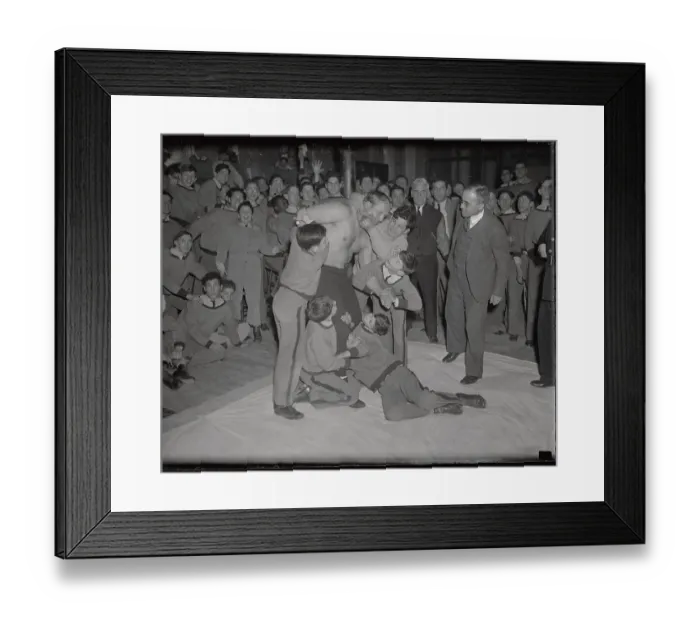 Framed Print : Dick Shikat Horsing Around with Boys Framed Print : Dick Shikat Horsing Around with Boys