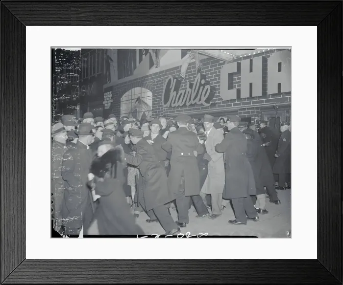 Framed Print : Policemen Holding Back Crowds Framed Print : Policemen Holding Back Crowds