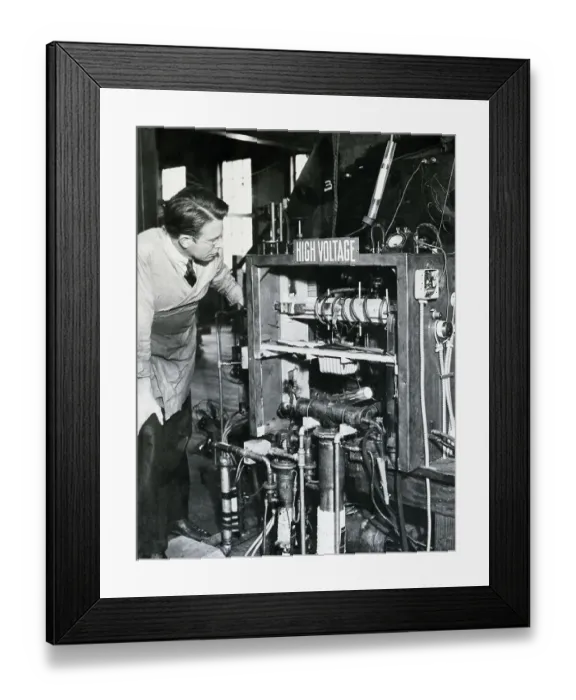 Framed Print : E.O. Lawrence With Atom Disintegrator Framed Print : E.O. Lawrence With Atom Disintegrator