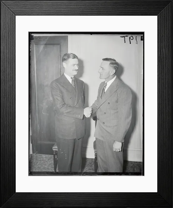 Framed Print : John M. F. Gorman Shaking Hands with Casey Stengel Framed Print : John M. F. Gorman Shaking Hands with Casey Stengel