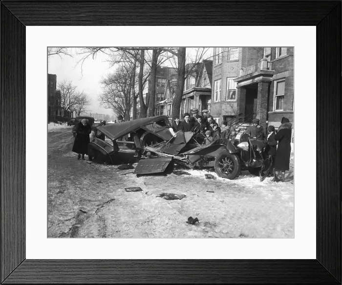 Framed Print : Onlookers Stare at Car Wreck Framed Print : Onlookers Stare at Car Wreck