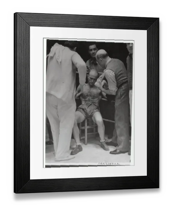 Framed Print : Marcel Thil Being Attended to by Seconds Framed Print : Marcel Thil Being Attended to by Seconds