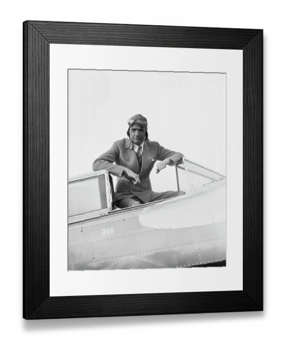 Framed Print : Millionaire Howard Hughes in Airplane Cockpit Framed Print : Millionaire Howard Hughes in Airplane Cockpit