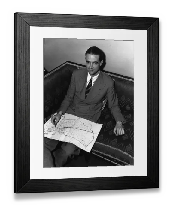 Framed Print : Howard Hughes Holding Map Framed Print : Howard Hughes Holding Map