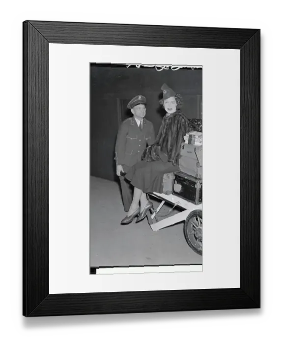 Framed Print : Kitty Carlisle Riding Baggage Truck Framed Print : Kitty Carlisle Riding Baggage Truck