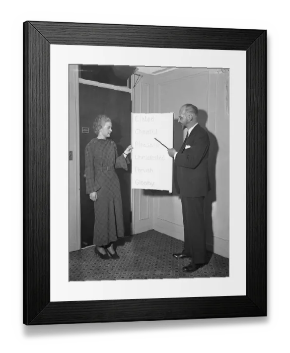 Framed Print : Psychologist Explaining Cycle of Human Emotions Framed Print : Psychologist Explaining Cycle of Human Emotions