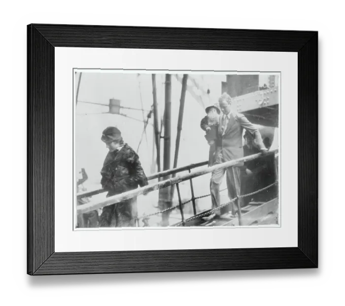 Framed Print : Charles Lindbergh and Family Disembarking from Ship Framed Print : Charles Lindbergh and Family Disembarking from Ship