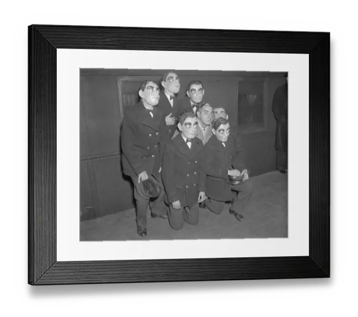 Framed Print : Messenger Boys Wearing Eddie Cantor Masks Framed Print : Messenger Boys Wearing Eddie Cantor Masks