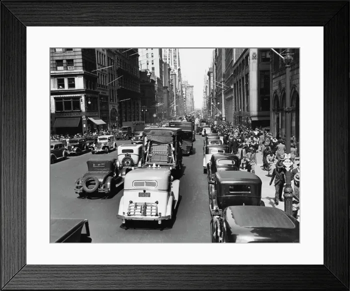 Framed Print : Busy Fifth Avenue, 1936 Framed Print : Busy Fifth Avenue, 1936