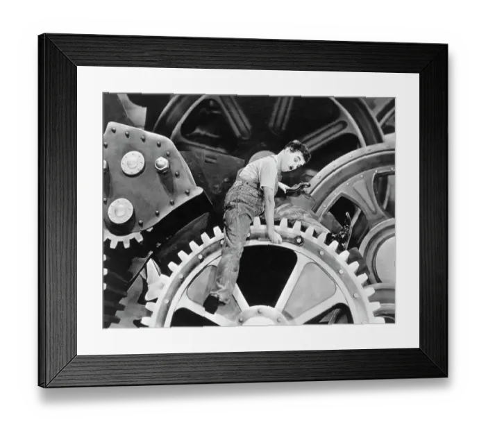 Framed Print : Charlie Chaplin in Modern Times, 1936 Framed Print : Charlie Chaplin in Modern Times, 1936