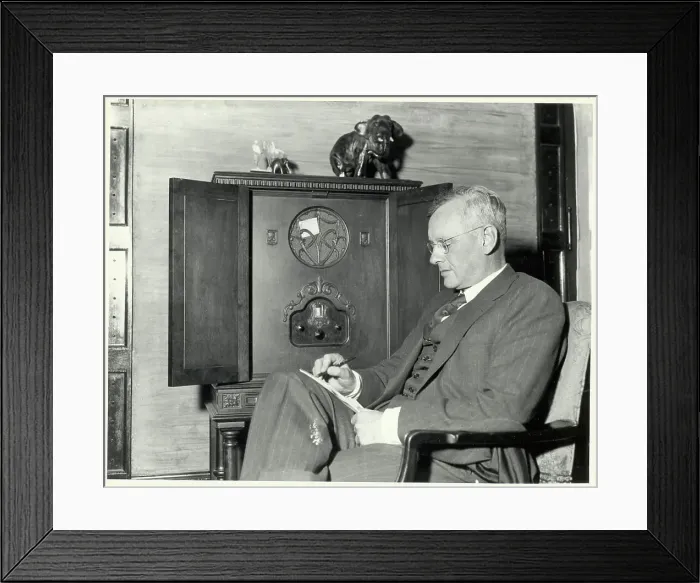 Framed Print : Al Landon Listening to World Series Framed Print : Al Landon Listening to World Series