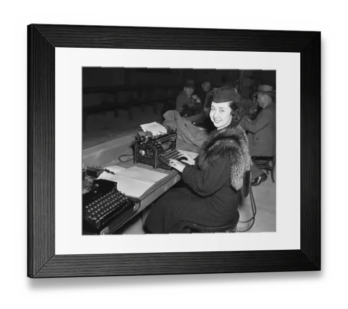 Framed Print : Reporter Dorothy Killgallen Sitting at Typewriter Framed Print : Reporter Dorothy Killgallen Sitting at Typewriter