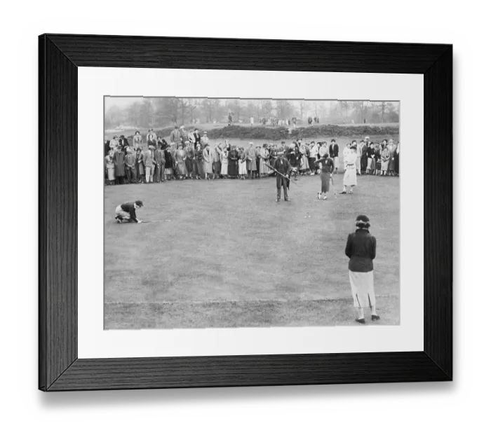 Framed Print : Patty Berg Kneeling on Green Framed Print : Patty Berg Kneeling on Green