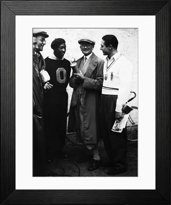Framed Print : Jesse Owens & Swimmmer Being Interviewed Framed Print : Jesse Owens & Swimmmer Being Interviewed