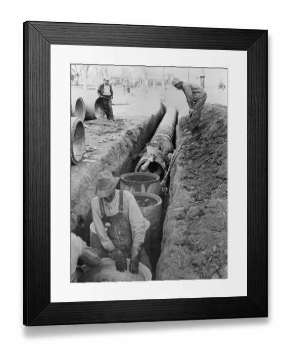 Framed Print : WPA Workers in Arizona Laying Concrete in New Irrigation System Framed Print : WPA Workers in Arizona Laying Concrete in New Irrigation System