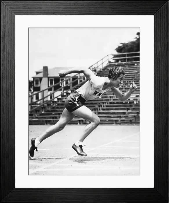 Framed Print : Olympic Sprinter Helen Stephens Running on Track Field