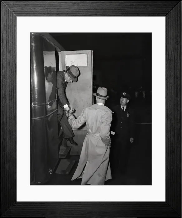 Framed Print : Lucky Luciano Exiting Paddy Wagon Framed Print : Lucky Luciano Exiting Paddy Wagon