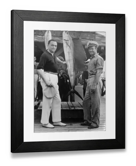 Framed Print : J. Edgar Hoover with Large Caught Fish