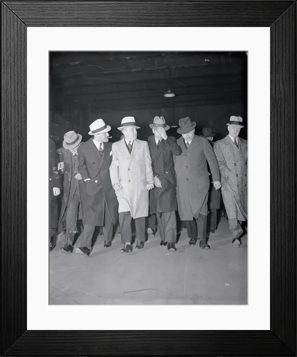 Framed Print : Lucky Luciano with Detectives Framed Print : Lucky Luciano with Detectives