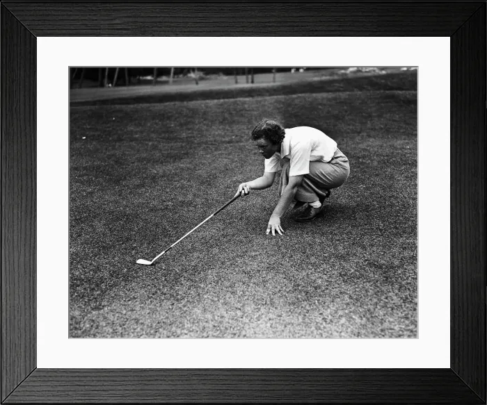 Framed Print : Patty Berg Measuring Golf Shot