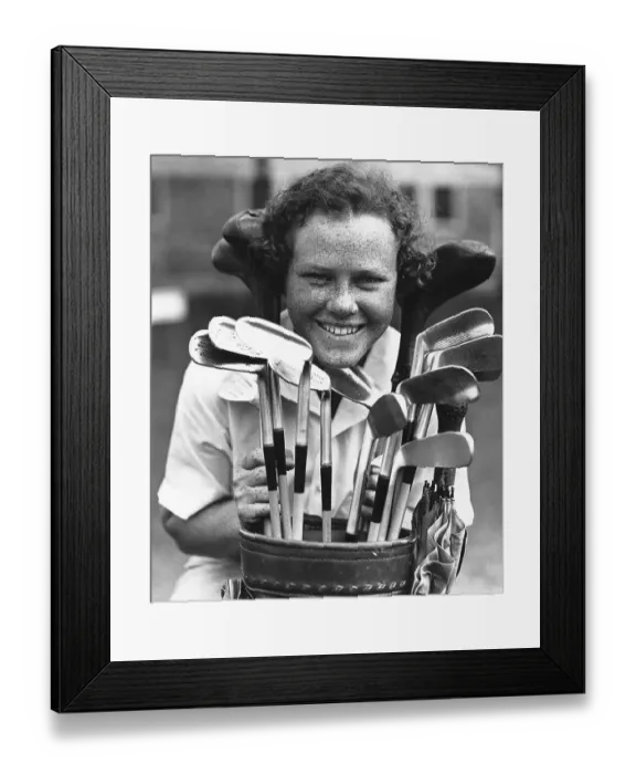 Framed Print : Patty Berg Showing Her Array of Golf Clubs