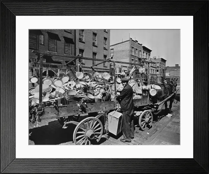 Framed Print : Street vendor with household appliances, New York City, New York State, USA. 1936 Framed Print : Street vendor with household appliances, New York City, New York State, USA. 1936
