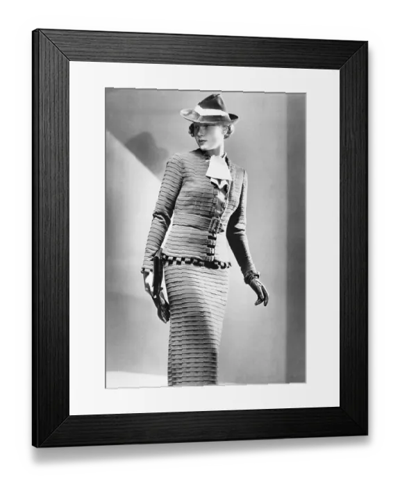 Framed Print : Woman Modeling New Fall Suit