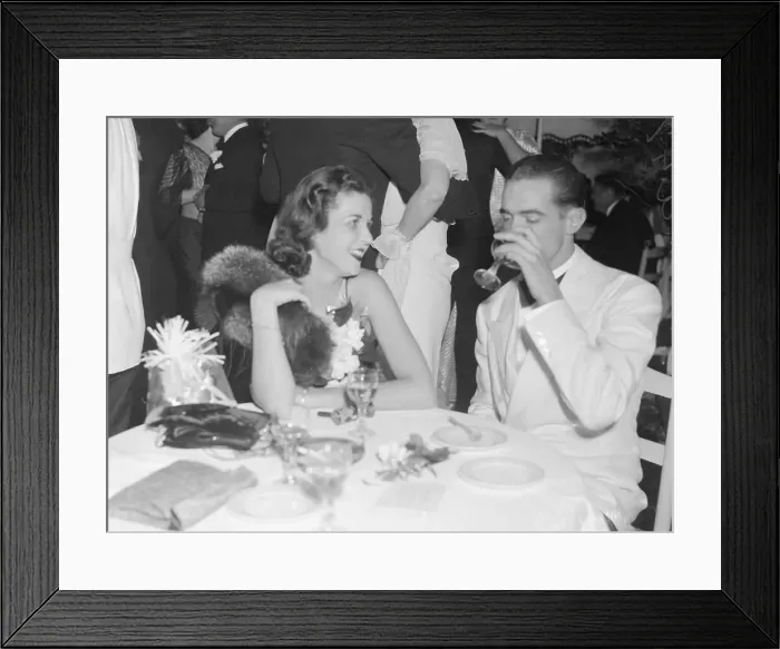 Framed Print : Howard Hughes with Gloria Baker at Party Framed Print : Howard Hughes with Gloria Baker at Party