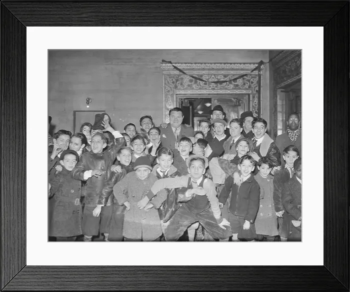 Framed Print : Babe Ruth at Children's Party