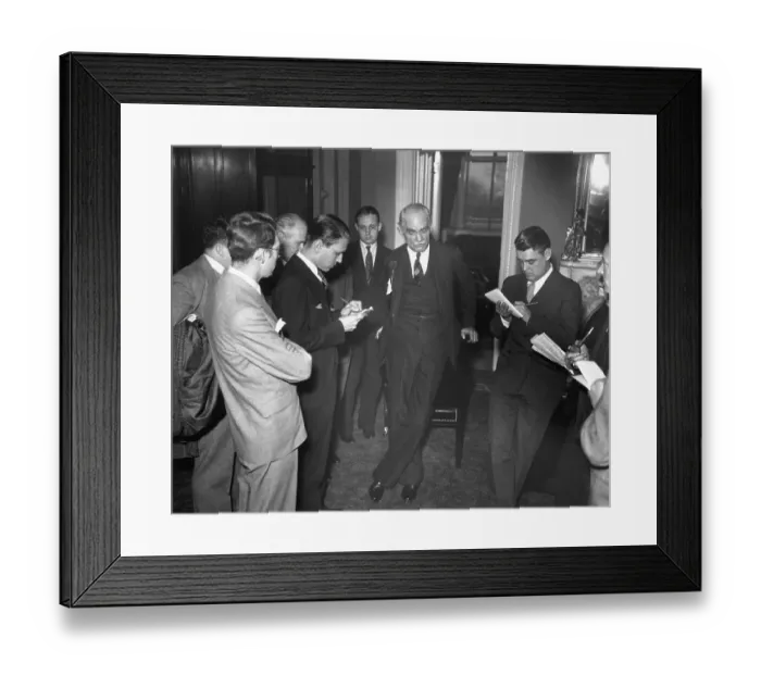 Framed Print : Joseph Byrns Speaking to Reporters Framed Print : Joseph Byrns Speaking to Reporters