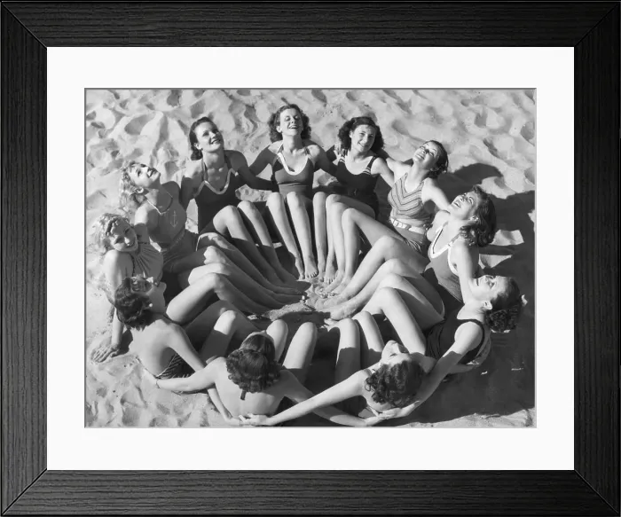 Framed Print : Bathing Beauties Forming Circle Framed Print : Bathing Beauties Forming Circle