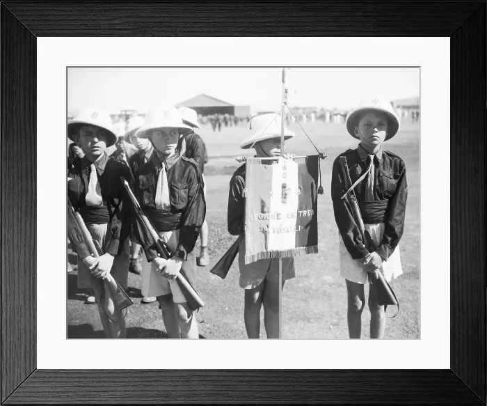Framed Print : Young Fascists Holding Prominent Banner Framed Print : Young Fascists Holding Prominent Banner