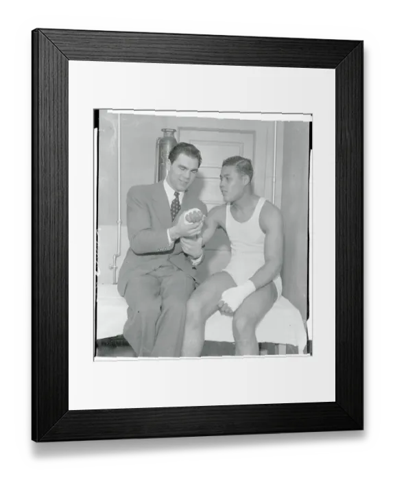Framed Print : Max Schleming Showing Concern for Joe Louis Framed Print : Max Schleming Showing Concern for Joe Louis