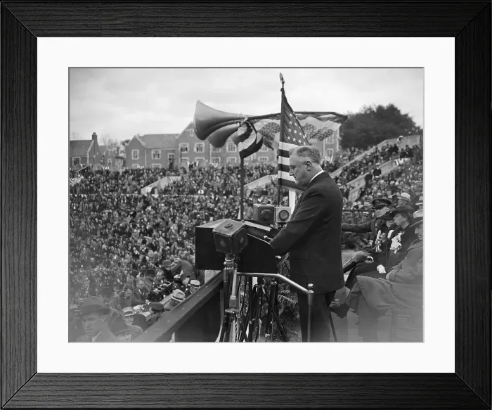Framed Print : President Roosevelt Delivering Address at Grand Field Framed Print : President Roosevelt Delivering Address at Grand Field