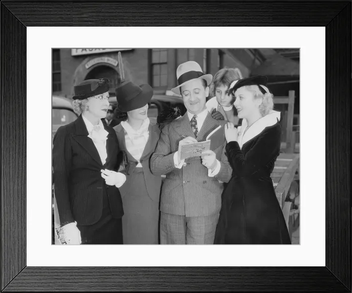 Framed Print : Stanley Lupino Signing an Autograph Beside His Family Framed Print : Stanley Lupino Signing an Autograph Beside His Family