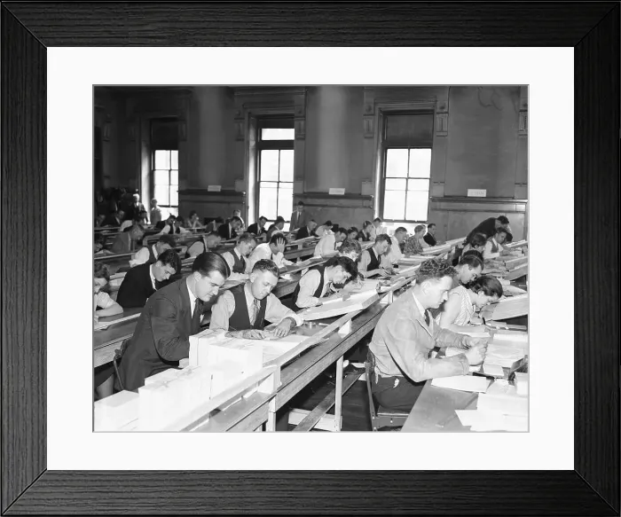 Framed Print : Clerks Cataloging Names for Social Security Study Framed Print : Clerks Cataloging Names for Social Security Study